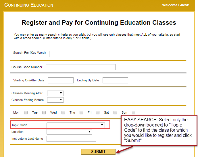 Continuing Education Course Search