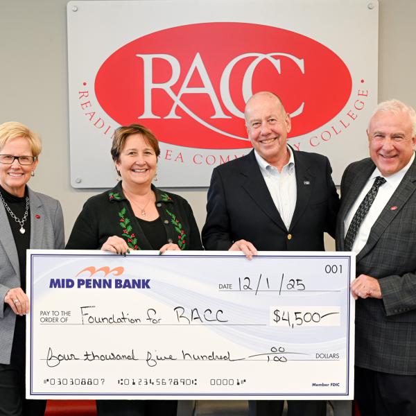 mid penn bank donates gift to reading area community college foundation